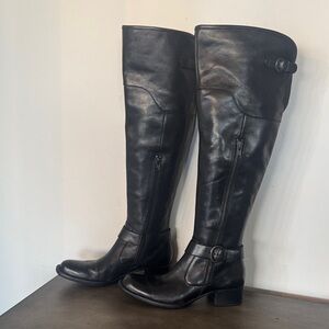 Crown by Born Women's Black Leather Over the Knee-High Boots Riding Size 6.5 New